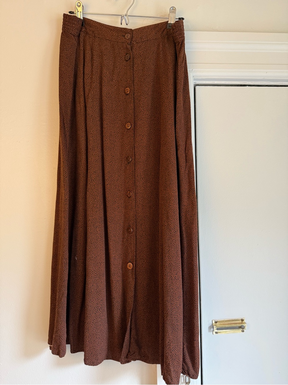 Vintage Brown Pattern Button-Front Skirt